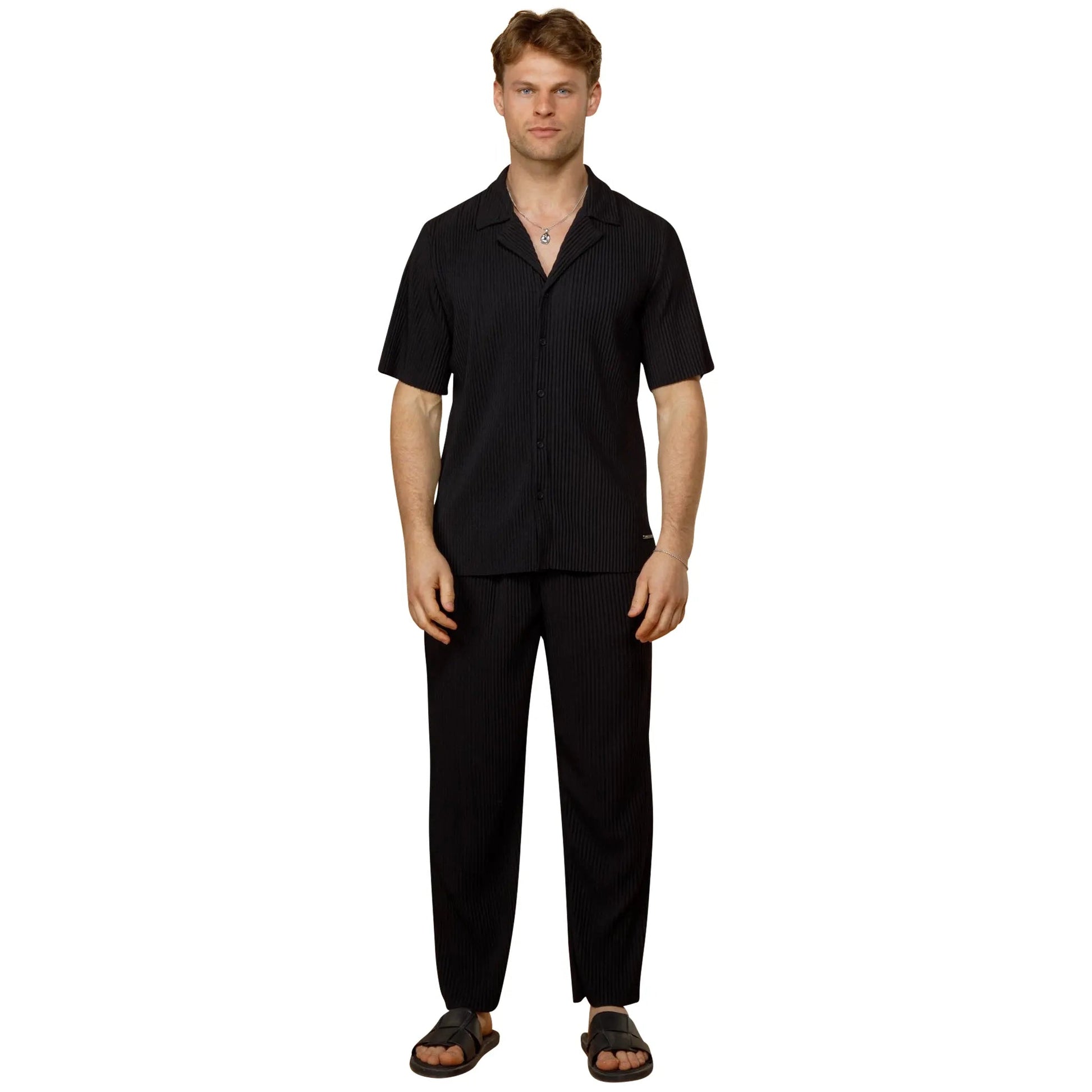 Belier Pleated Black Resort Shirt & Shorts