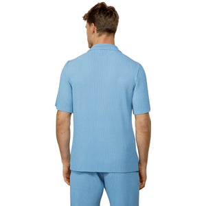 Belier Pleated Short Sleeve Light Blue Resort Shirt