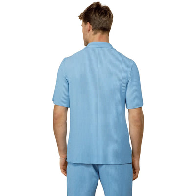 Belier Pleated Short Sleeve Light Blue Resort Shirt