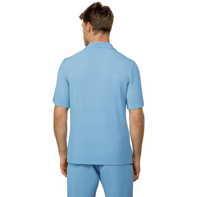 Belier Pleated Light Blue Resort Shirt & Shorts