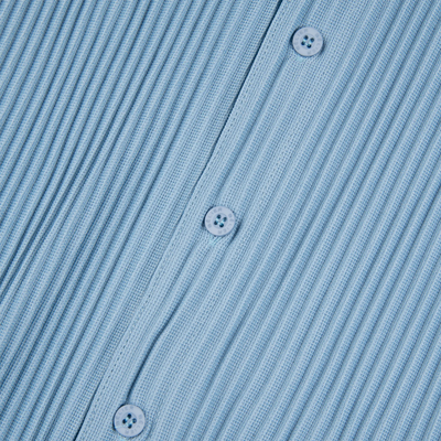 Belier Pleated Short Sleeve Light Blue Resort Shirt