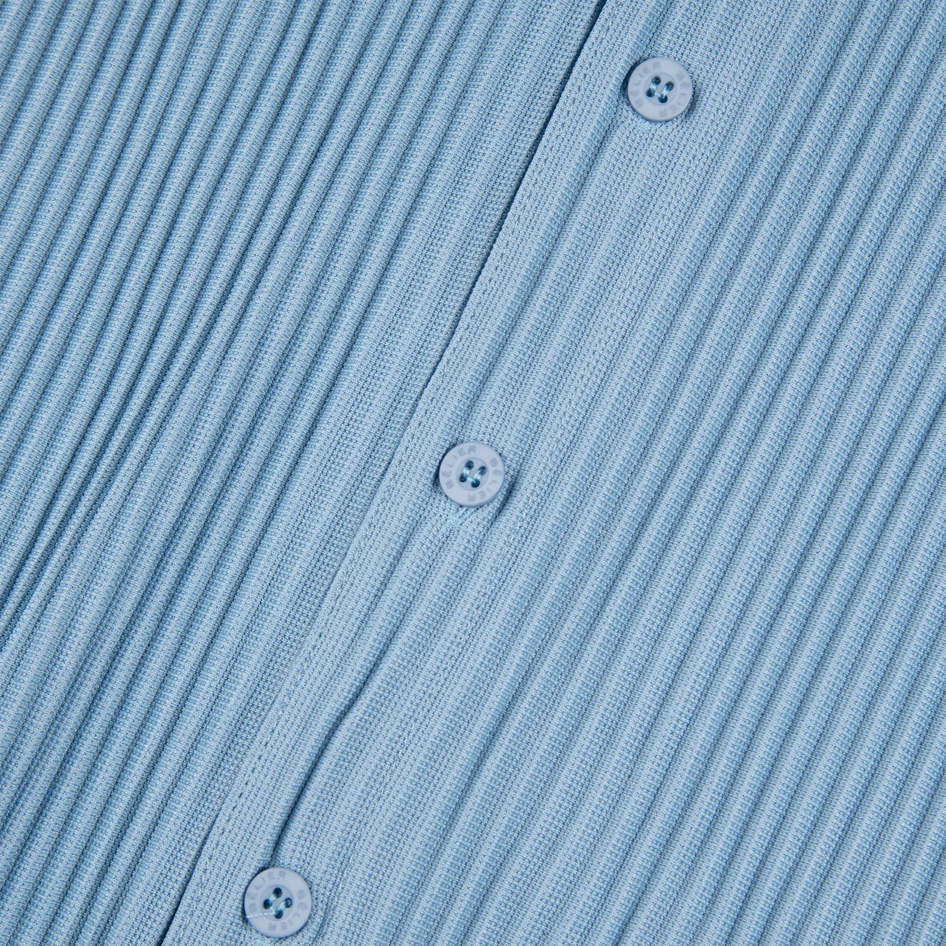 Belier Pleated Short Sleeve Light Blue Resort Shirt