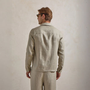 Belier Premium Oatmeal Linen Pocket Shirt