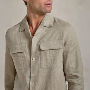 Belier Premium Oatmeal Linen Pocket Shirt