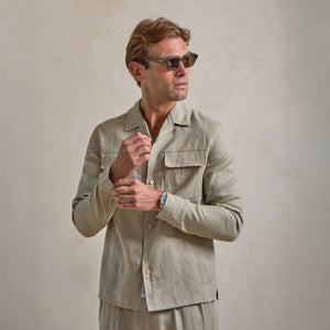 Belier Premium Oatmeal Linen Pocket Shirt
