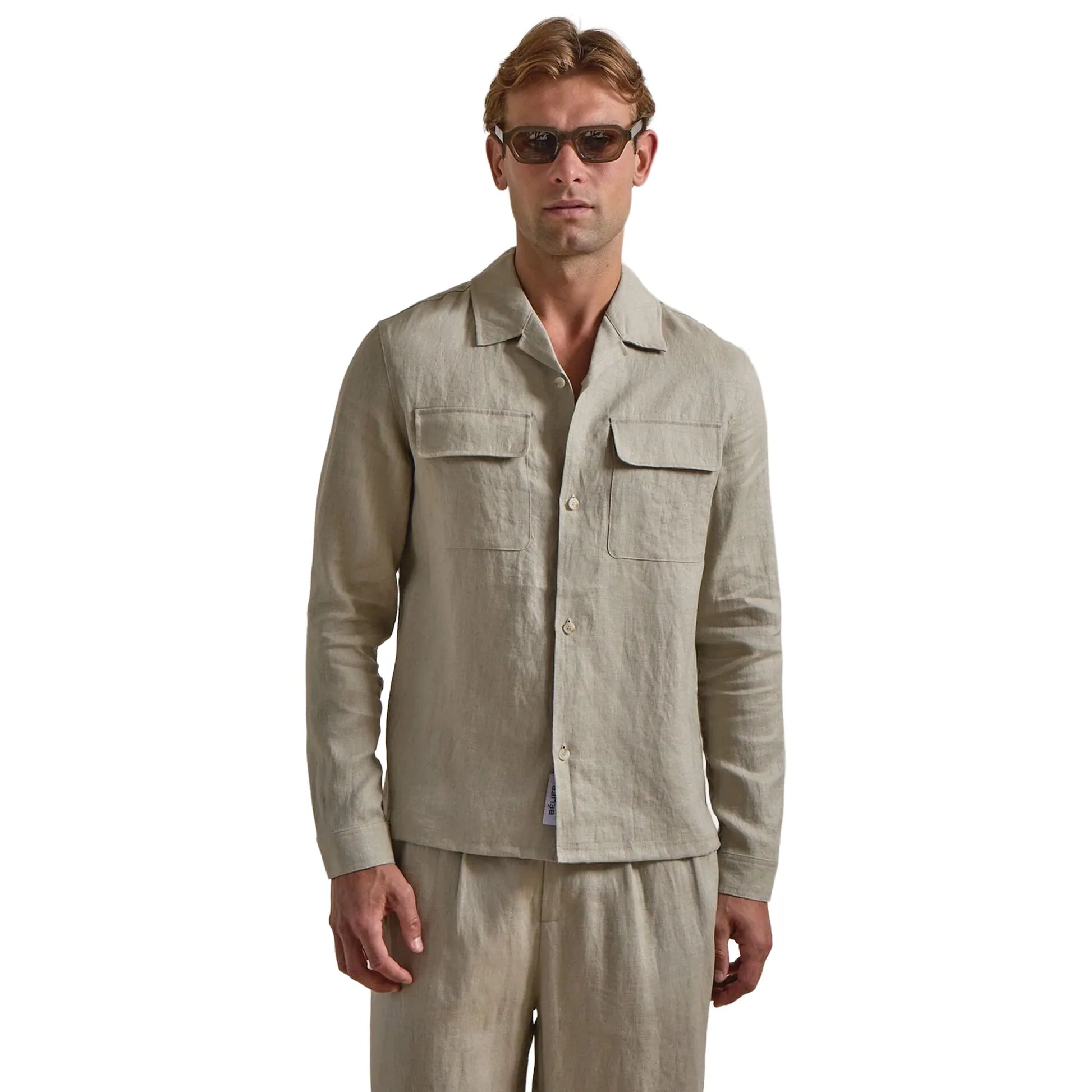 Belier Premium Oatmeal Linen Pocket Shirt