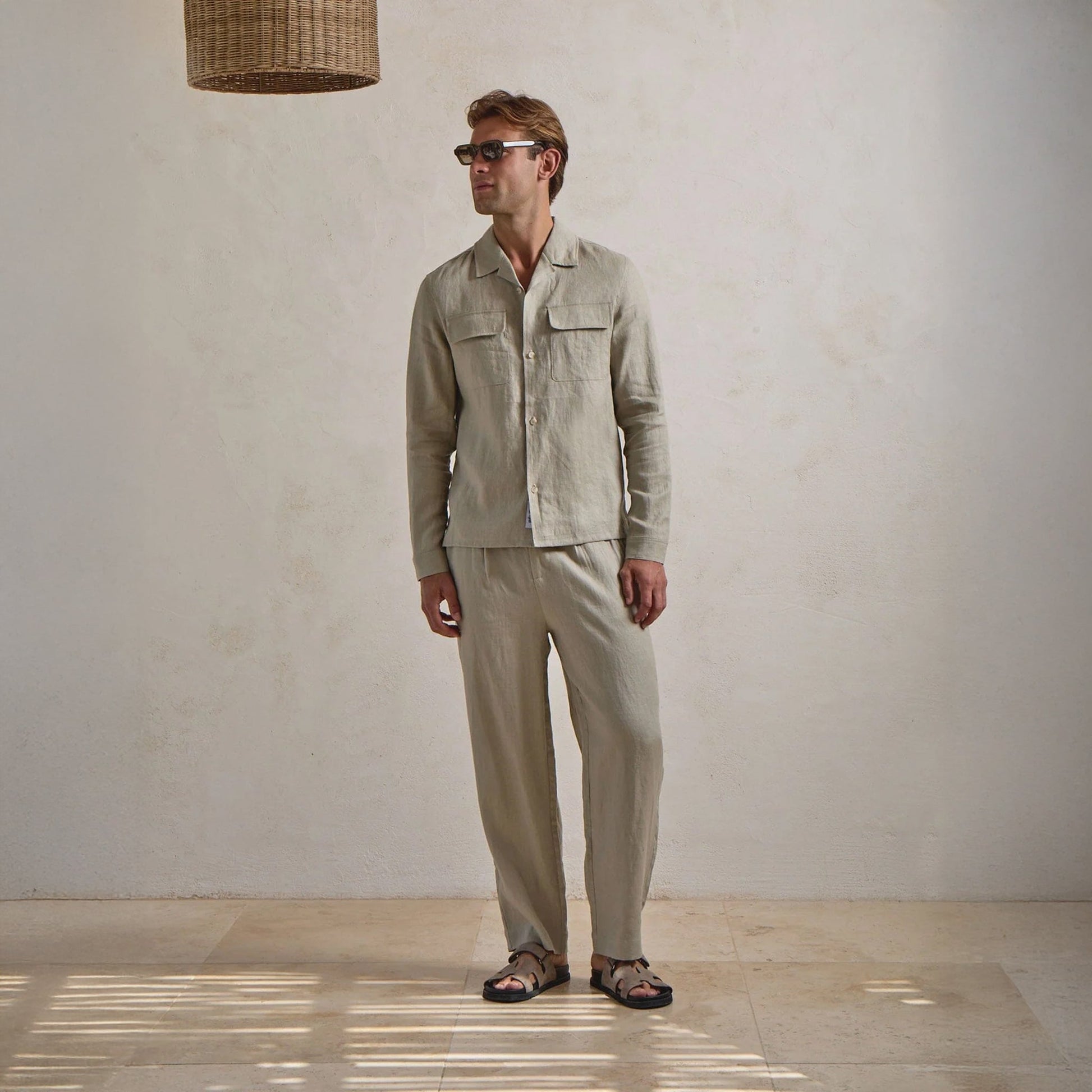 Belier Premium Oatmeal Linen Pocket Shirt