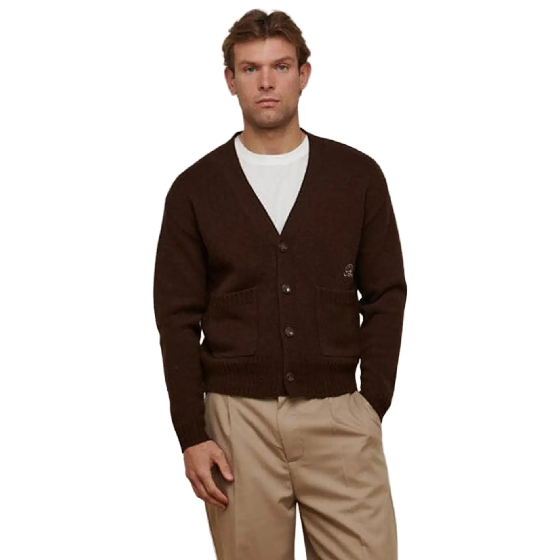 Belier Relaxed Fit Knitted Brown Cardigan