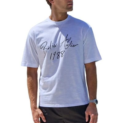 Belier Slub Texture Atelier Signature White T Shirt