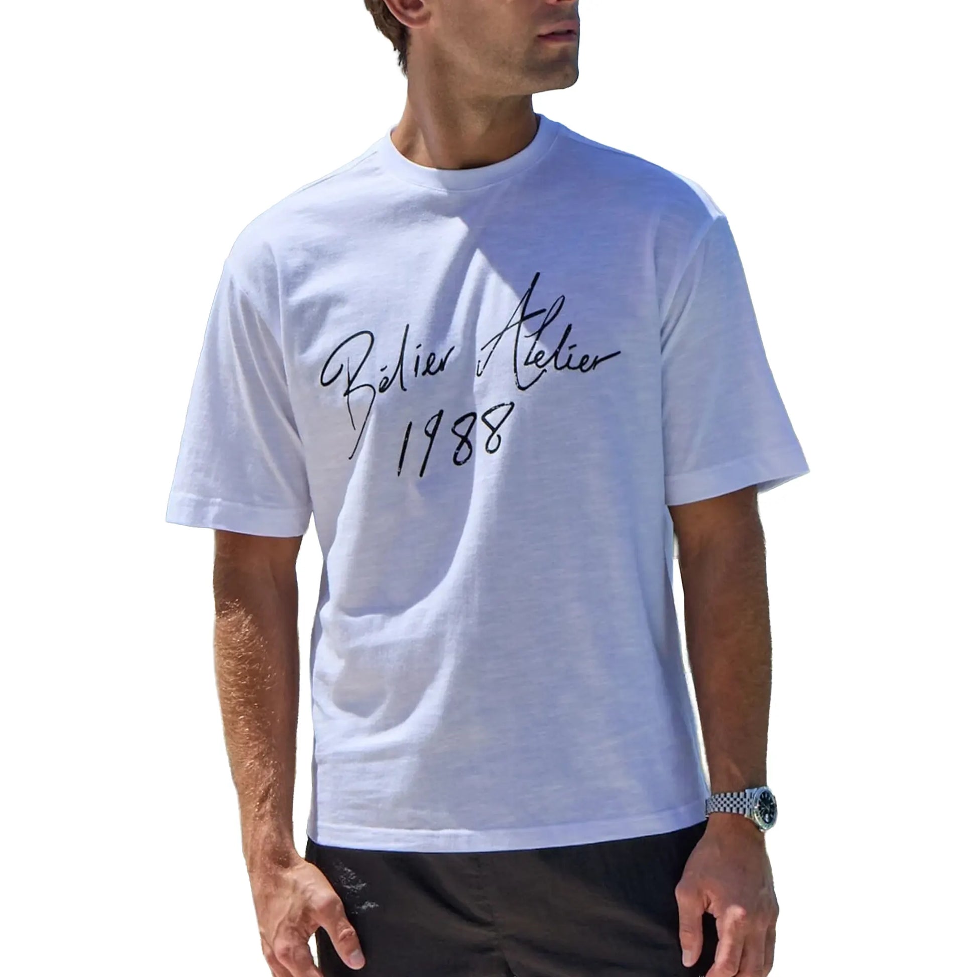 Belier Slub Texture Atelier Signature White T Shirt