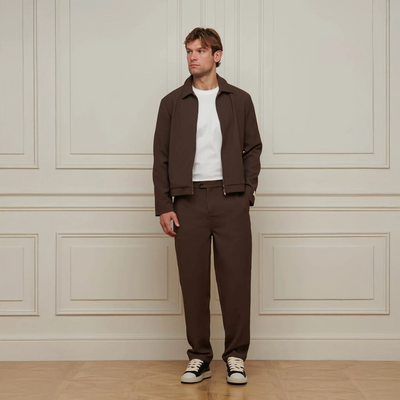 Belier Smart Textured Smart Brown Trousers