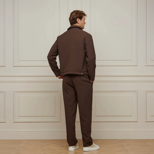 Belier Textured Smart Brown Zip-Up Jacket