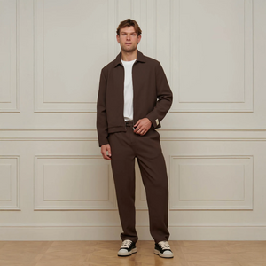 Belier Textured Smart Brown Zip-Up Jacket