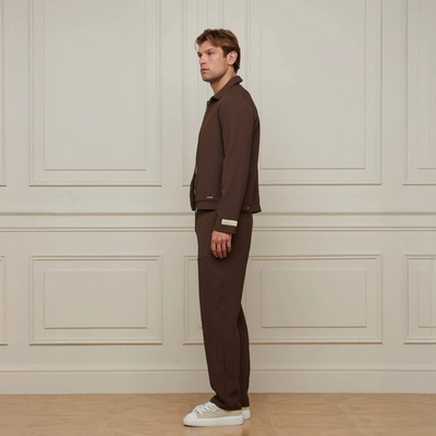 Belier Textured Smart Brown Zip-Up Jacket