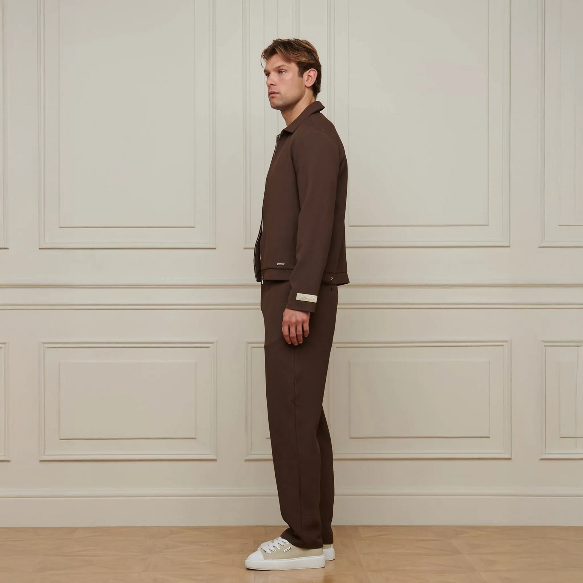 Belier Textured Smart Brown Zip-Up Jacket