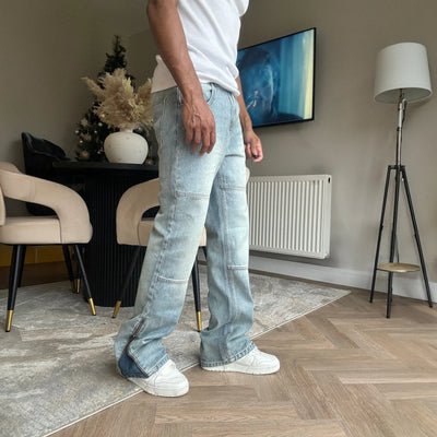 Bénir Clothing Zip Flare Sky Blue Jeans