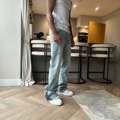 Bénir Clothing Zip Flare Sky Blue Jeans