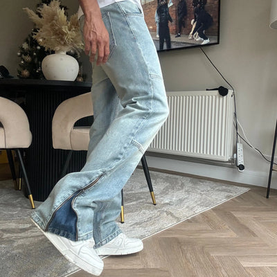 Bénir Clothing Zip Flare Sky Blue Jeans