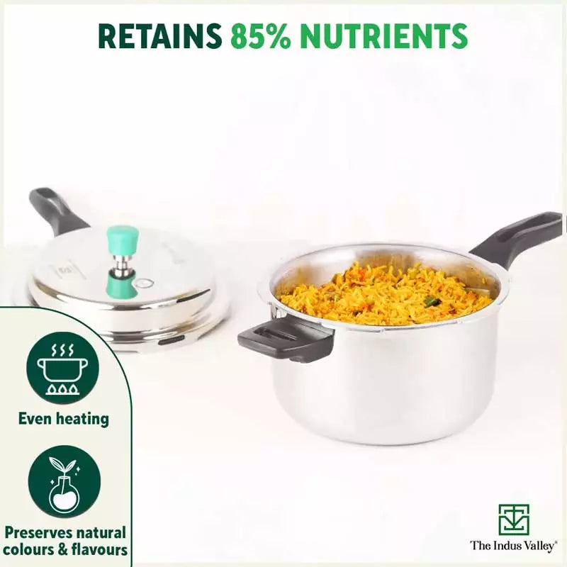 3L+5L RapidCuk Tri-ply Stainless Steel Pressure Cooker Combo+ Free ₹600 Wood Chopping Board, Premium Quality, 3 Layer Thick Body, Heavy Bottom, 5Yr Warranty, ISI Certified, Induction & Gas