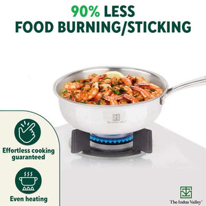 TurboCuk Tri-ply Stainless Steel Deep Fry Pan, Premium Quality, 3 Layer Thick Body, 100% Toxin-free, Non-stick, Induction & Gas, 22.1cm, 1.6L