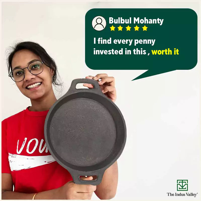 CASTrong Cast Iron Fish Fry Pan, Pre-seasoned, Nonstick, 100% Pure, Toxin-free, Induction, 22.4/25cm, 1.5kg/2kg