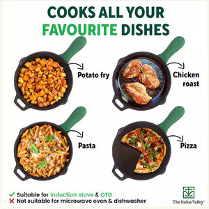 Super Smooth Cast Iron Fry Pan, Silicon Handle, 100% Pure, Toxin-free,Pre-seasoned, Induction, Non-stick, 20.3/25.4cm, 1.3/1.7L, 2.3/2.4kg