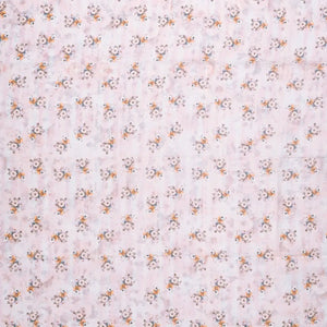 White Handloom Linen Saree With Printed Flowers