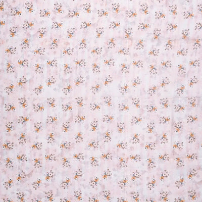 White Handloom Linen Saree With Printed Flowers