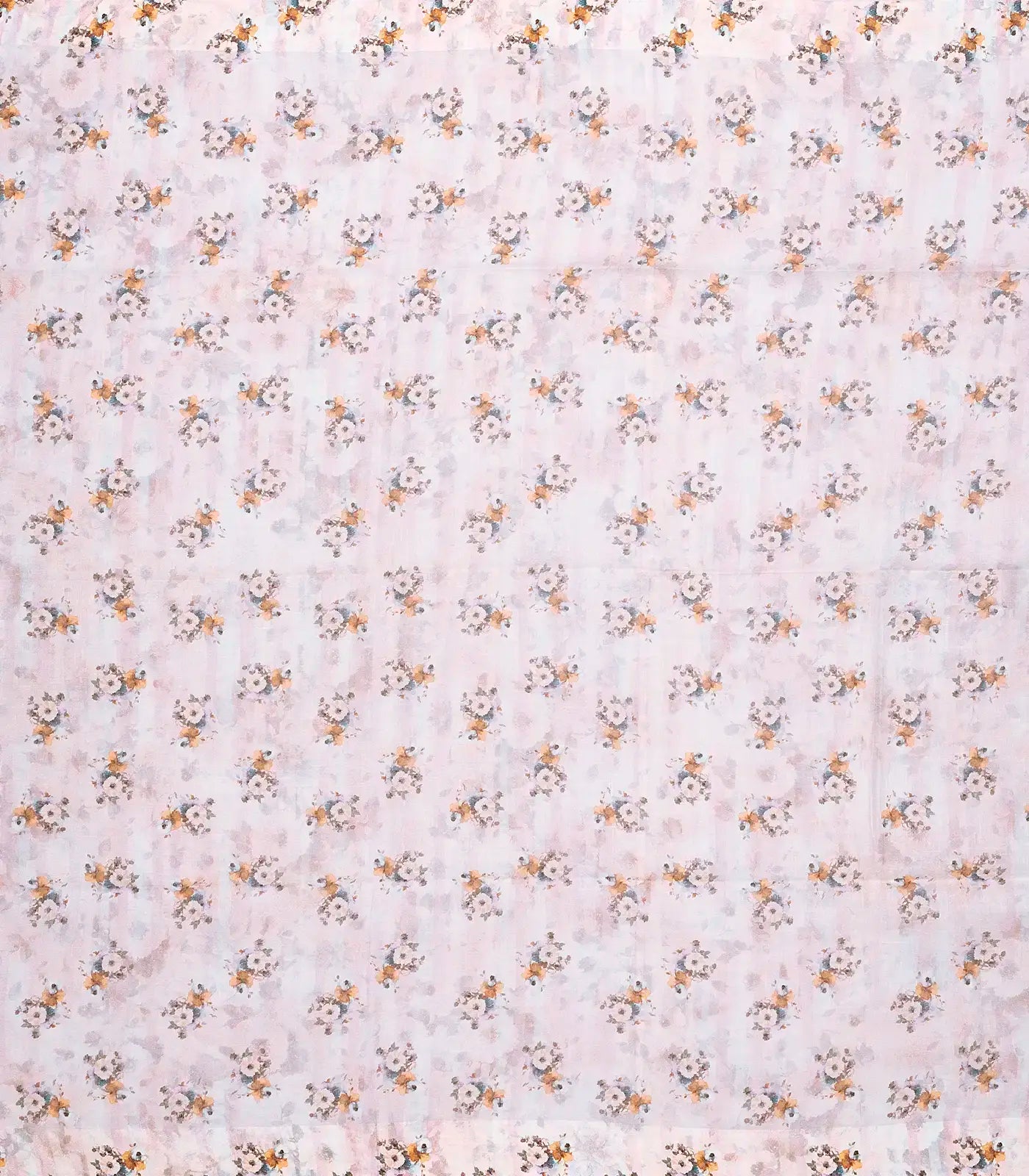 White Handloom Linen Saree With Printed Flowers