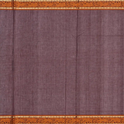 Brown Handloom Silk Cotton Saree With Annam Chakaram Motifs