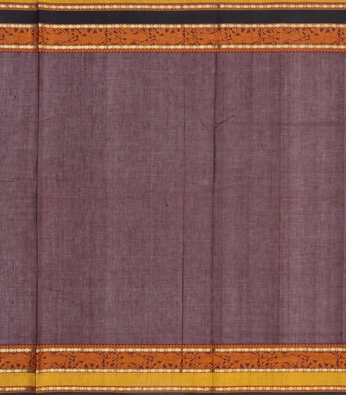 Brown Handloom Silk Cotton Saree With Annam Chakaram Motifs