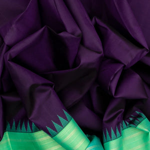 Magenta Handloom Kanchipuram Korvai Silk Saree With Aquamarine Border