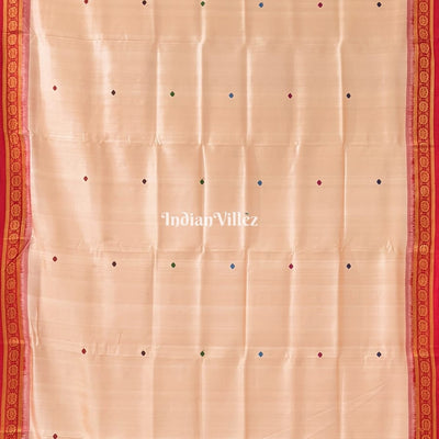 Peach Single  Butta design Odisha Ikat Khandua Silk Saree