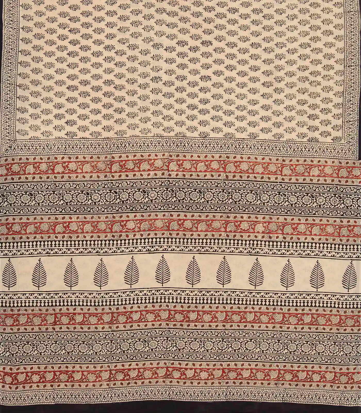 Taupe Woven Jaipur Cotton Saree Printed With Floral Motifs