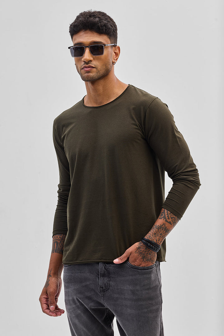 Olive Stretch Full Sleeve T-Shirt