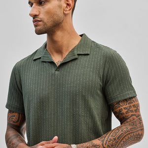 Olive Textured Cuban T-Shirt