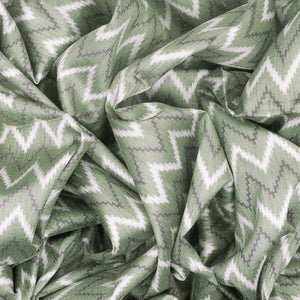 Grey Handwoven Dupion Silk Saree With Printed Chevron Motifs