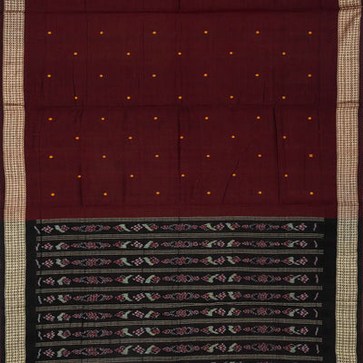 Maroon Handwoven Orissa Cotton Saree With Rudraksham Motifs