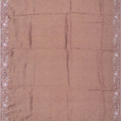 Dusty Pink Woven Georgette Silk Saree With Embroidery
