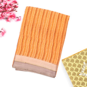 Orange Handwoven Banarasi Georgette Silk Saree With Dotted Motifs