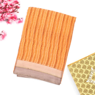 Orange Handwoven Banarasi Georgette Silk Saree With Dotted Motifs