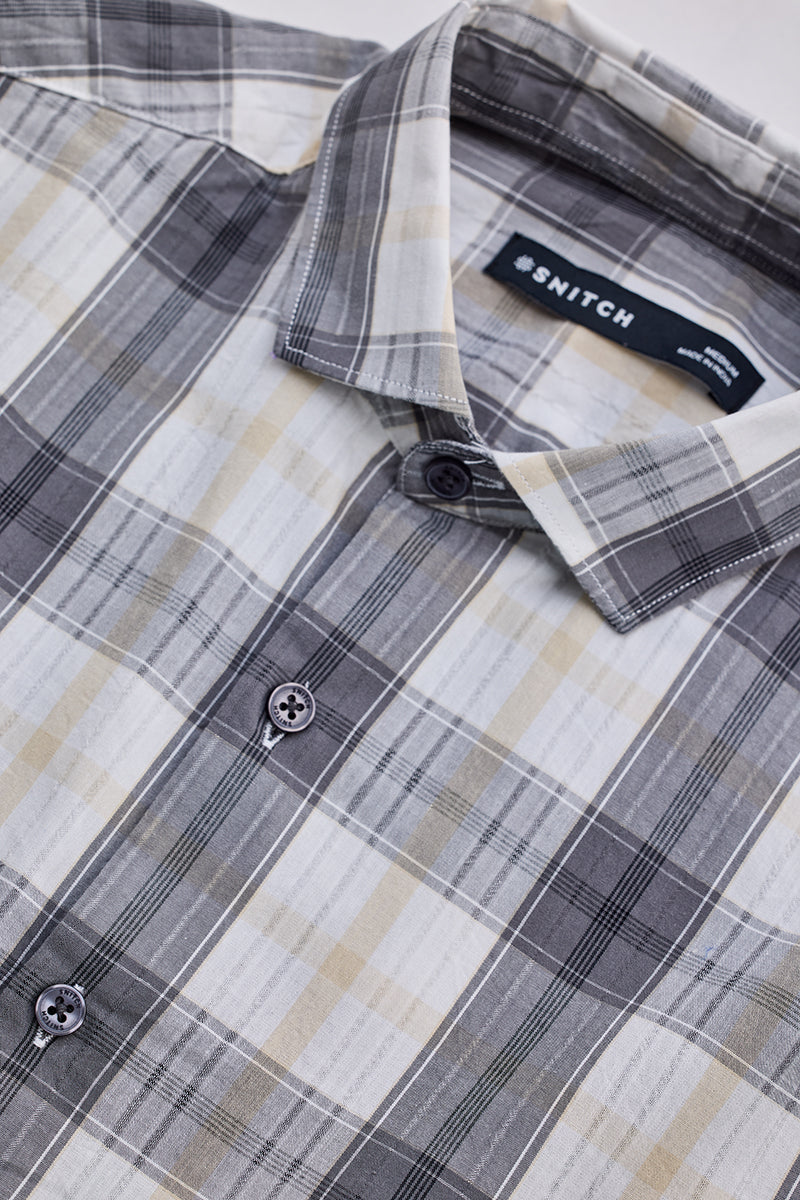 Grey Checks Slim Fit Shirt