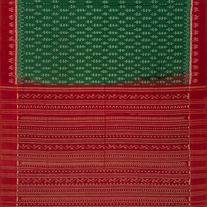 Bottle Green Orissa Cotton Saree With Tie & Dye Motifs
