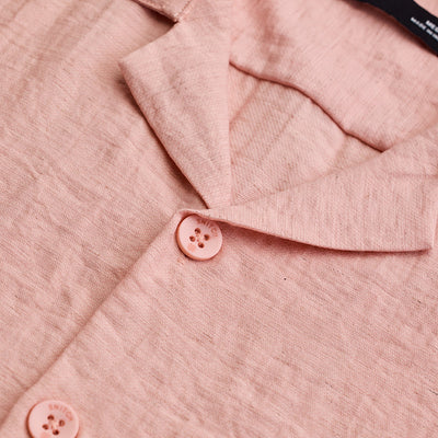 Peach Box Fit Linen Blend Shirt