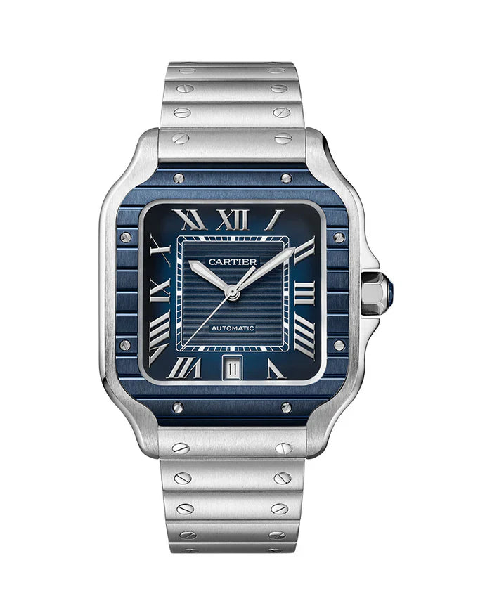 Cartier 'SANTOS DE CARTIER, LARGE, AUTOMATIC, STAINLESS STEEL, INTERCHANGEABLE METAL AND RUBBER'