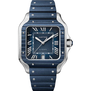 Cartier 'SANTOS DE CARTIER, LARGE, AUTOMATIC, STAINLESS STEEL, INTERCHANGEABLE METAL AND RUBBER'