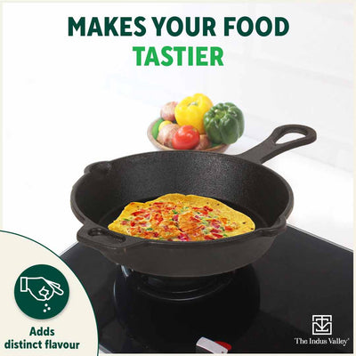 CASTrong Cast Iron Fry Pan/Skillet,Pre-seasoned, Nonstick, 100% Pure, Toxin-free, Induction, 23cm, 1.4L, 2.4kg