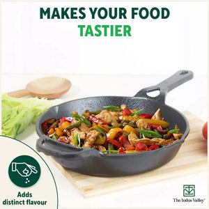 CASTrong Cast Iron Fry Pan/Skillet + Free ₹110 Spatula, Pre-seasoned, Nonstick, 100% Pure, Toxin-free, Induction, 25.4cm, 1.7L, 2.3kg