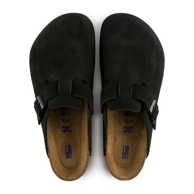 Birkenstock Boston Suede Flat Sandals Black (W)