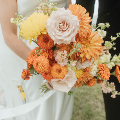 Dreamy Orange and Yellow Grassland Elopement